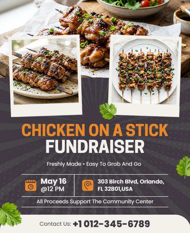 Delicious Chicken on a Stick Fundraiser Flyer Template