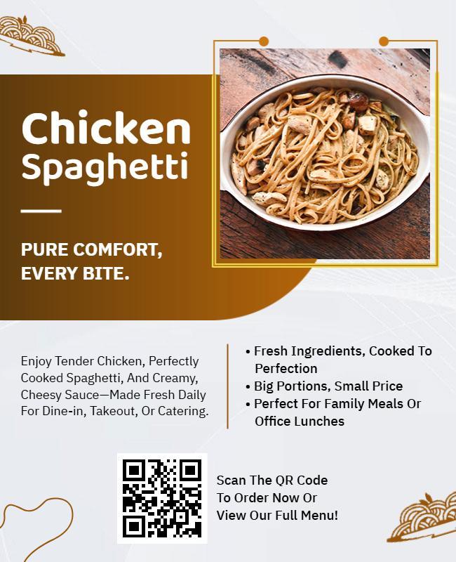 Delicious Chicken Spaghetti Meal Promotion Flyer Template