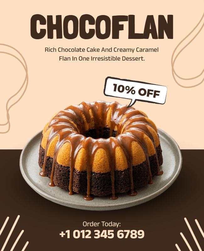 Delicious Chocoflan Dessert Promotion Poster Template