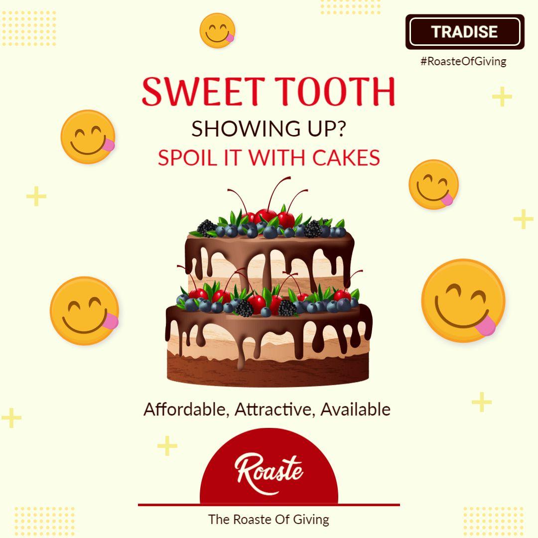 Delicious Chocolate and Fruit Layer Cake Promotion Ad Template