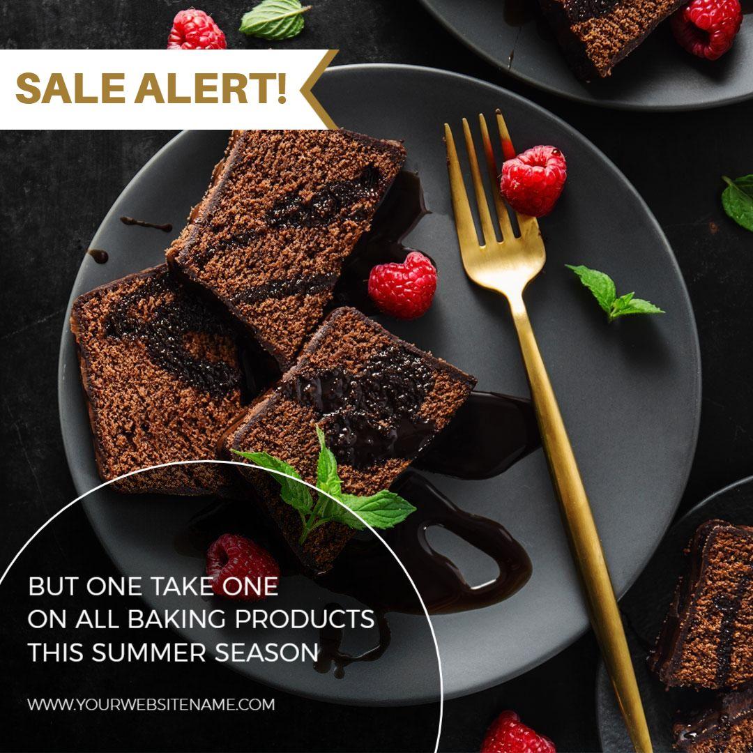 Delicious Chocolate Cake Sale for Summer Baking Products Ad Template