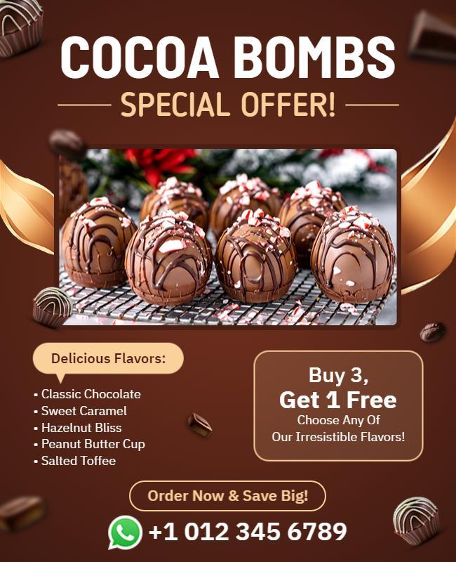Delicious Chocolate Cocoa Bombs Special Offer Poster Template