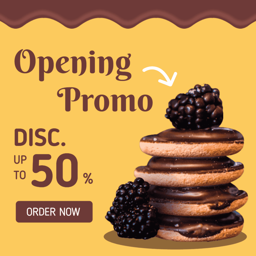 Delicious Chocolate Cookies with Berry Discount Promo Ad Template