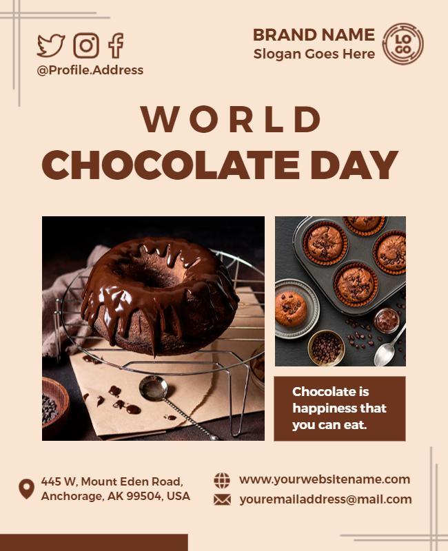 Delicious Chocolate Dessert Celebration World Chocolate Day Poster Template