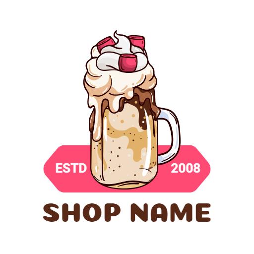 Delicious Chocolate Milkshake Topped with Whipped Cream Logo Template