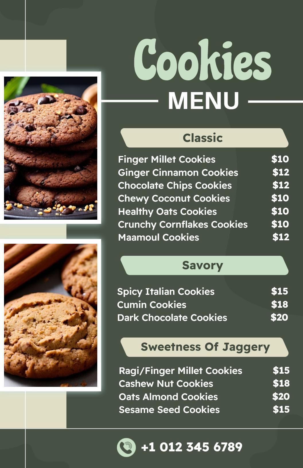 Delicious Classic and Savory Cookies with Jaggery Flavors Menu Template