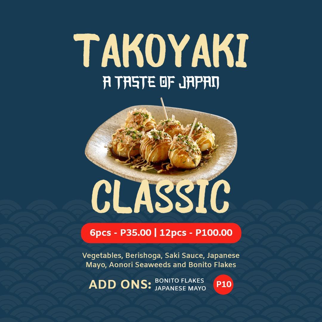 Delicious Classic Takoyaki Japanese Snack Promotion Ad Template