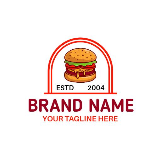 Delicious Colorful Burger with Melting Cheese Logo Template