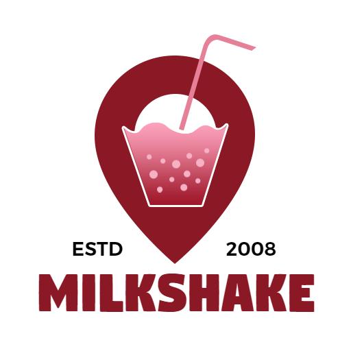 Delicious Creamy Milkshake with Straw Inside a Heart Logo Template