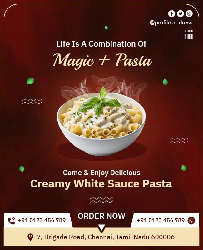 Delicious Creamy White Sauce Pasta Flyer Template