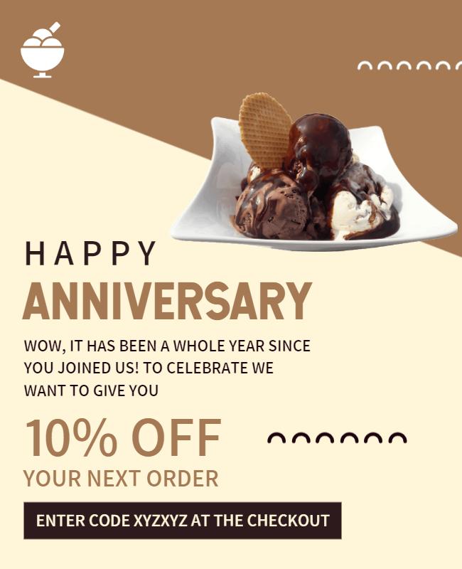 Delicious Dessert Themed Anniversary Celebration Offer Poster Template