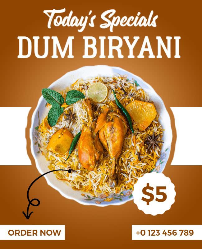 Delicious Dum Biryani Food Special Offer Poster Template