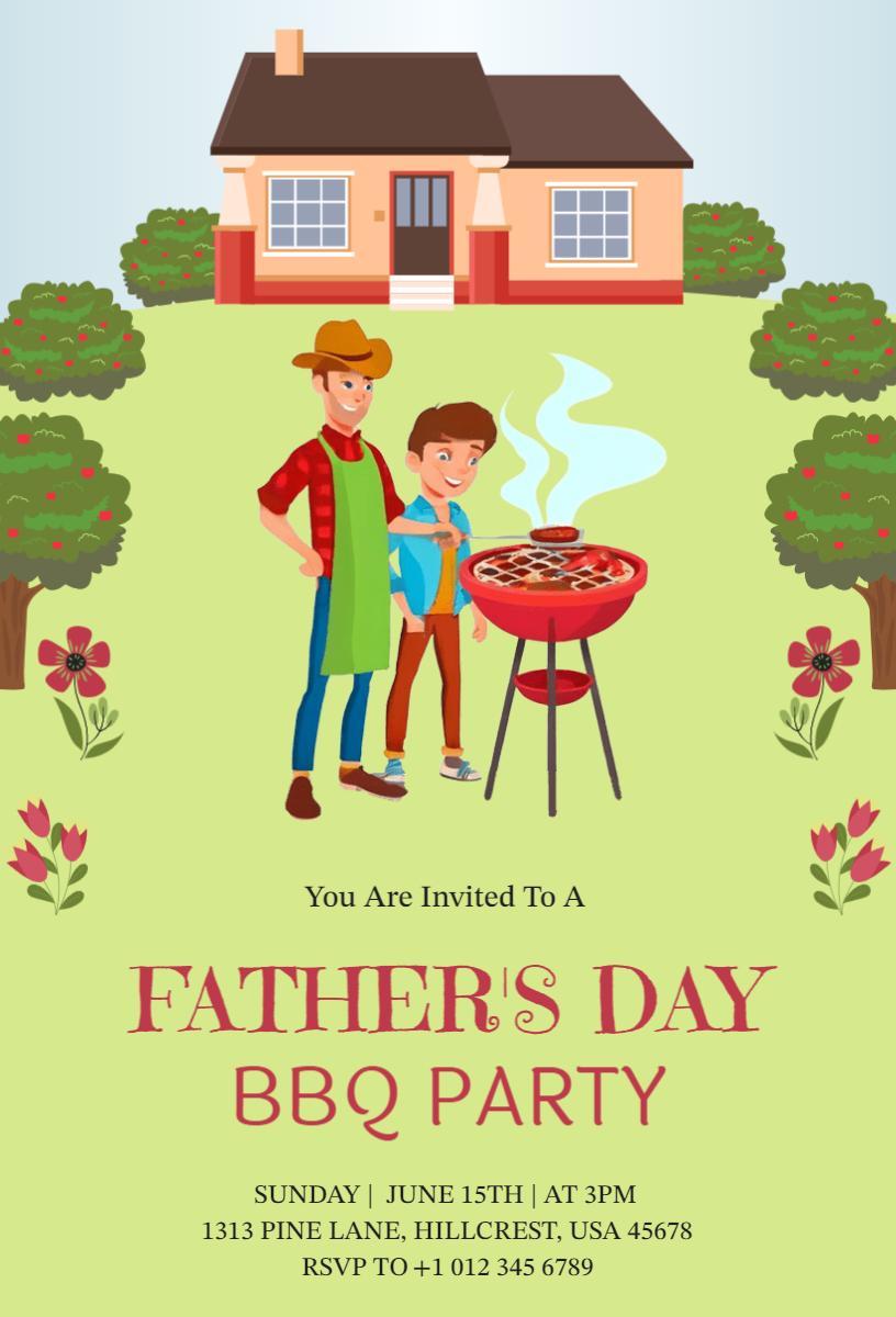 Delicious Father's Day BBQ Celebration Invitation Template