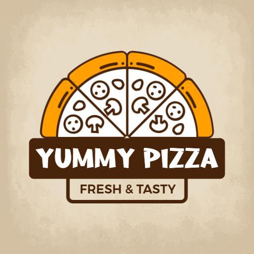 Delicious Fresh Pizza with Toppings and Flavorful Ingredients Logo Template