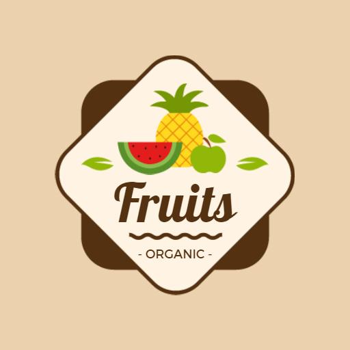 Delicious Fresh Watermelon and Pineapple Organic Fruits Logo Template