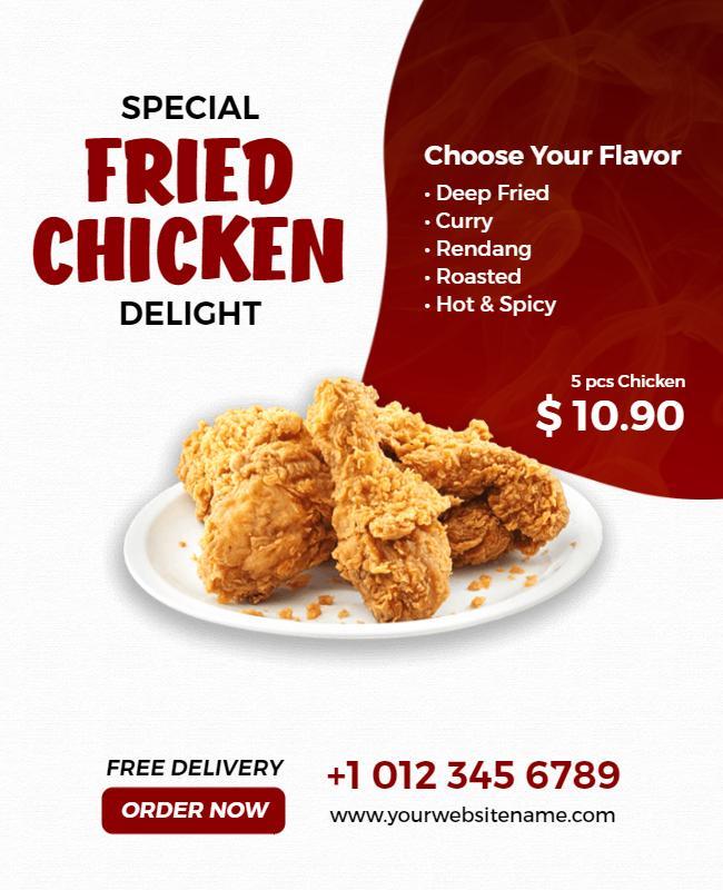Delicious Fried Chicken Special Menu Offering Poster Template
