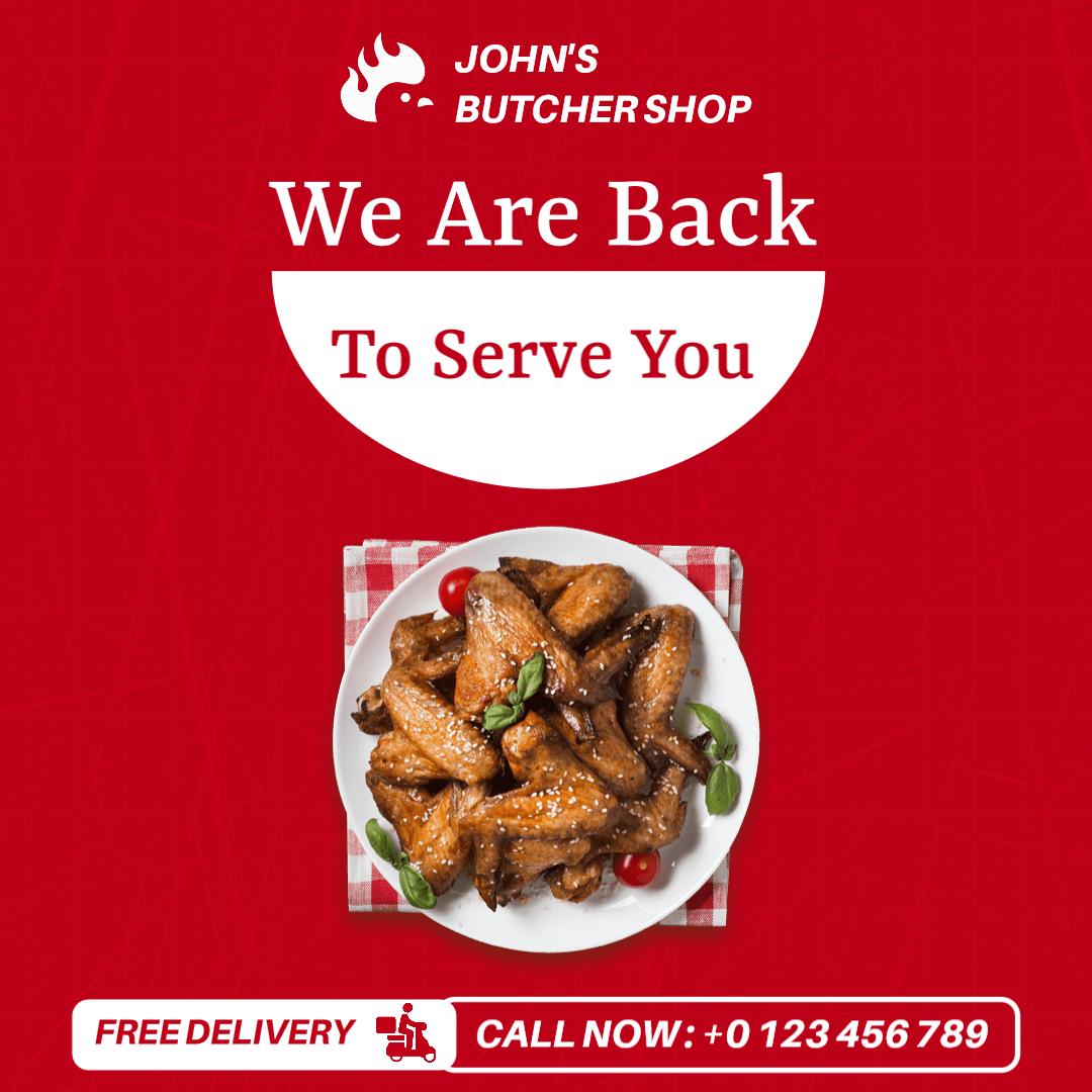 Delicious Fried Chicken Wings with Red Background Ad Template