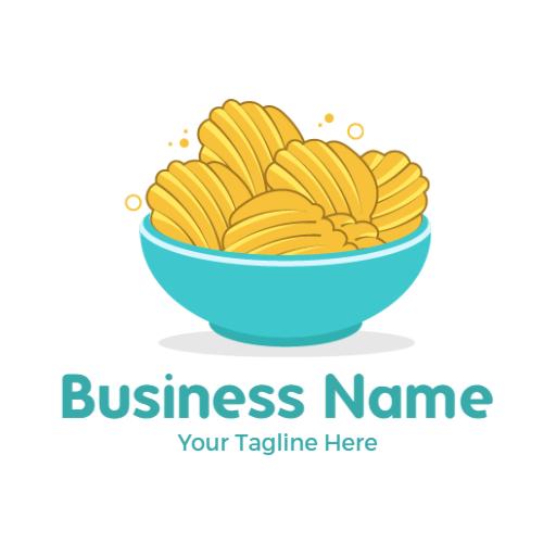 Delicious Golden Chips Served in a Bright Bowl Logo Template