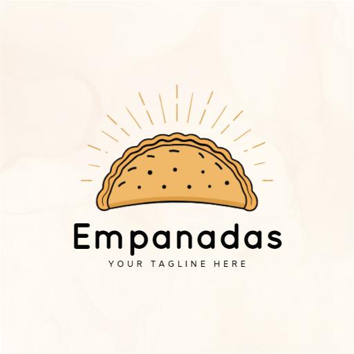 Delicious Golden Empanadas with Warm Sunburst Design Logo Template