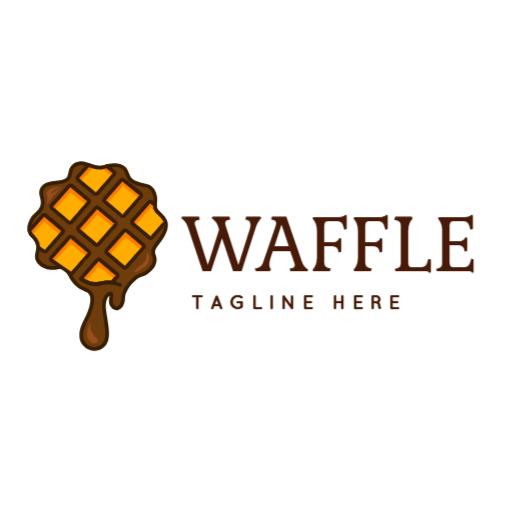 Delicious Golden Waffle Logo Dripping with Sweet Syrup Logo Template