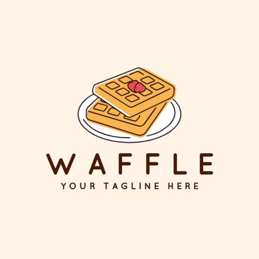 Delicious Golden Waffle Stacked on a Plate Logo Template
