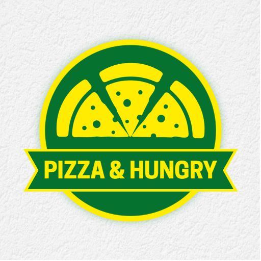 Delicious Green and Yellow Pizza Slice Design Logo Template