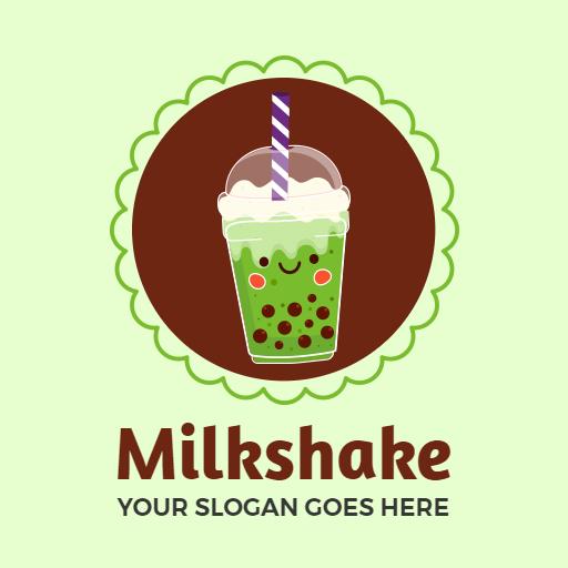 Delicious Green Milkshake in a Whimsical Design Logo Template