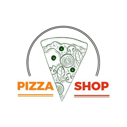 Delicious Green Sketch of a Pizza Shop Logo Template