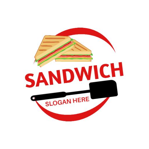 Delicious Grilled Sandwiches with Vibrant Red Circle Logo Template