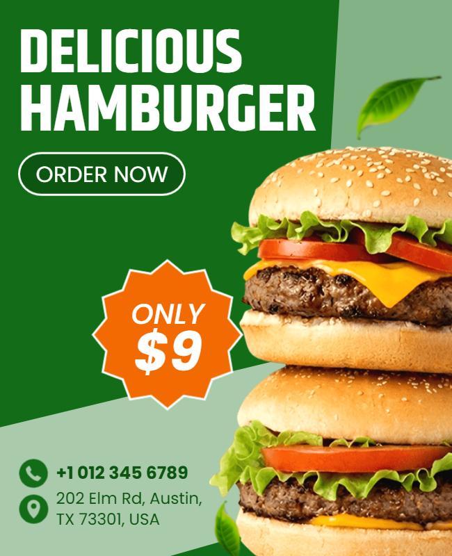 Delicious Hamburger Promotion Flyer Template