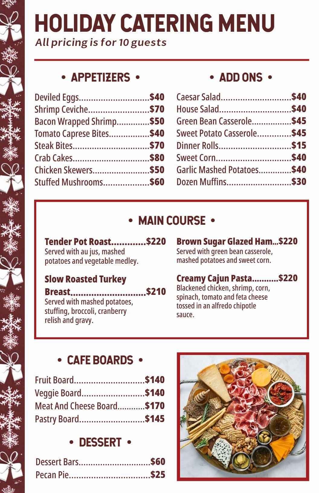 Delicious Holiday Catering Options for Memorable Events Catering Menu Template
