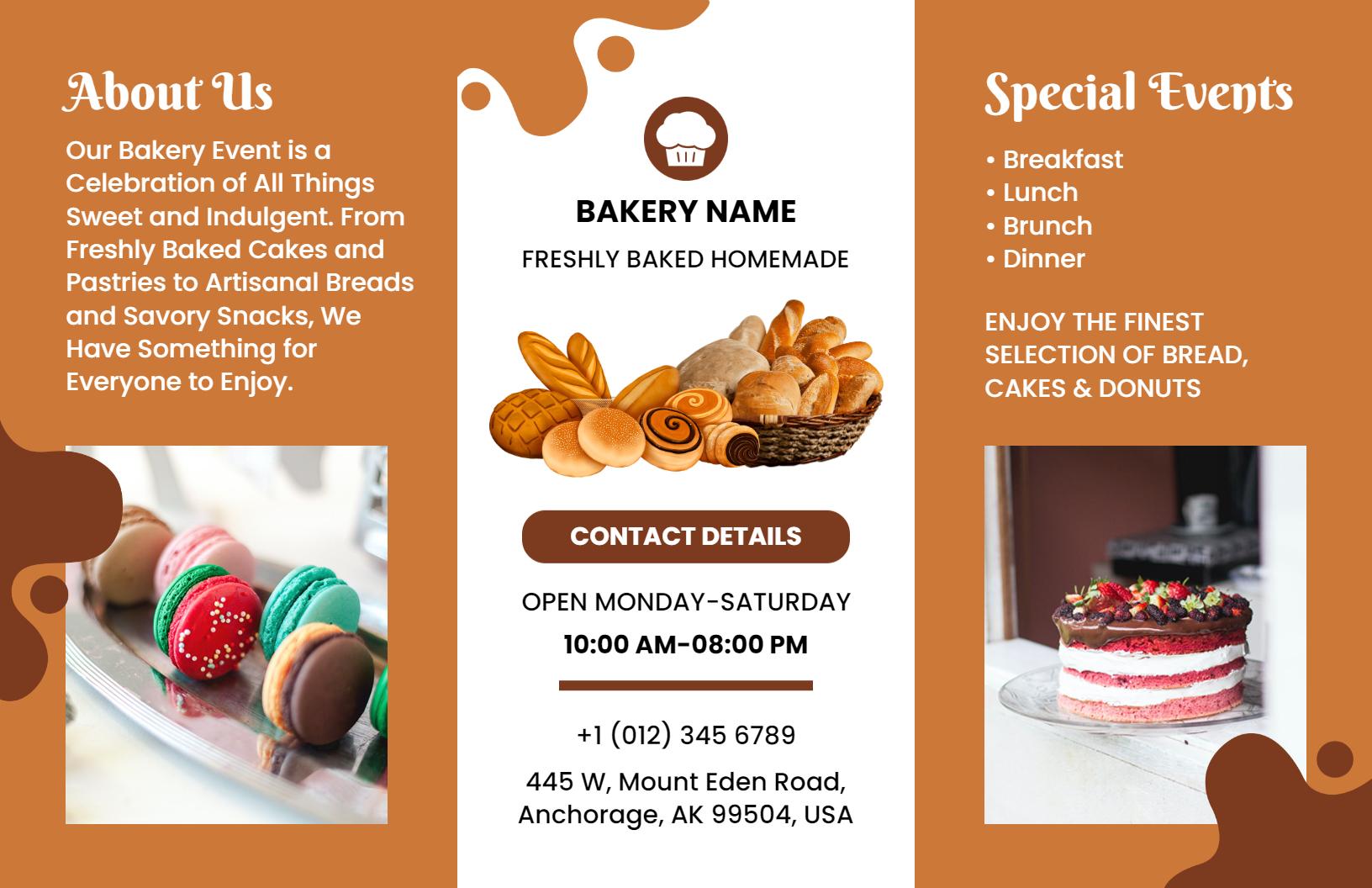 Delicious Homemade Bakery Offering Cakes and Pastries Brochure Template
