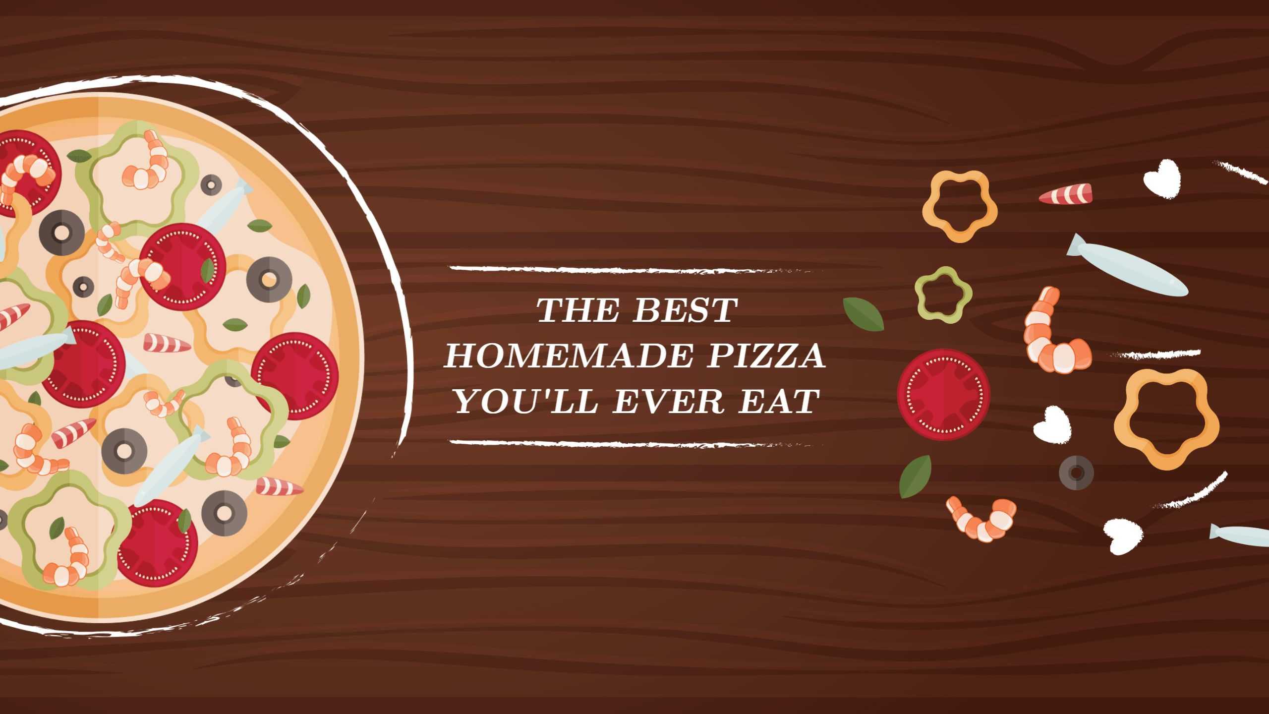 Delicious Homemade Pizza Recipe with Colorful Toppings YouTube Banner Template