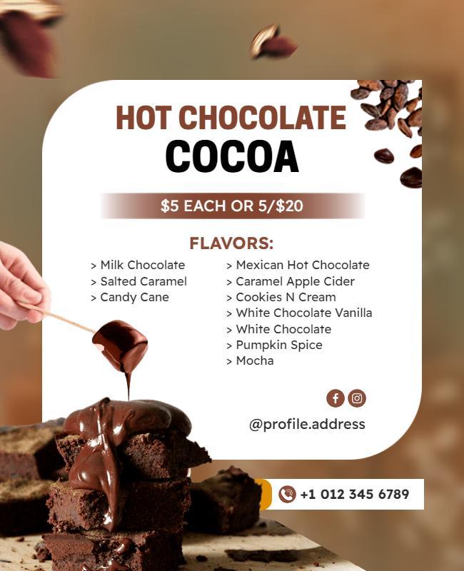 Delicious Hot Chocolate Cocoa Flavors Flyer Template