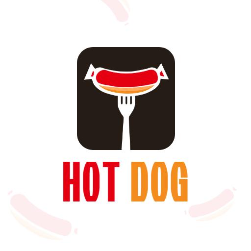 Delicious Hotdog on a Fork in Bold Colors Logo Template