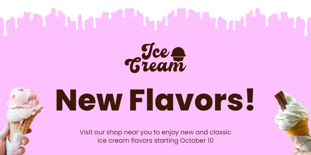 Delicious Ice Cream Cone Designs with Pink Dripping Background Tarpaulins Template