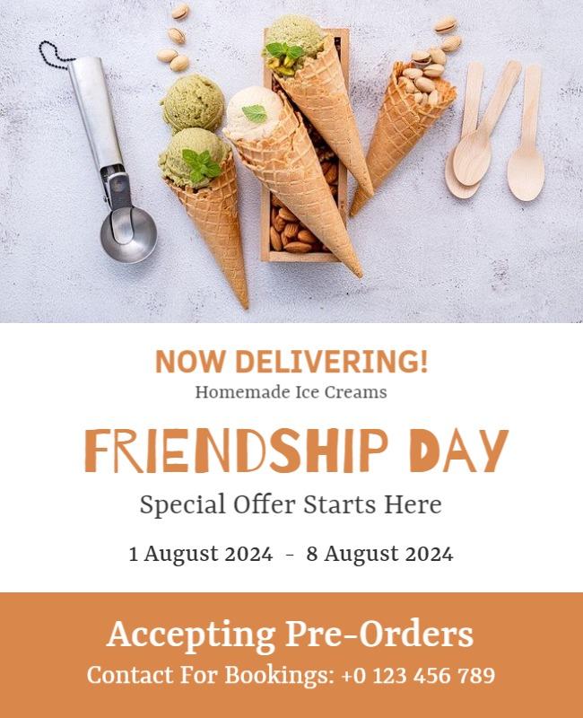 Delicious Ice Cream Treats for Friendship Day Flyer Template