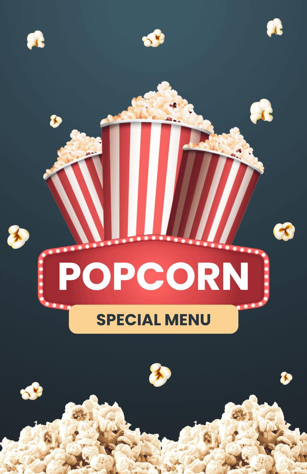 Delicious International and Classic Favorites Popcorn Menu Template