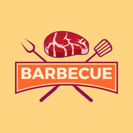 Delicious Juicy Steak Served with Barbecue Essentials Logo Template