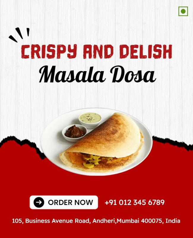 Delicious Masala Dosa Restaurant Flyer Template