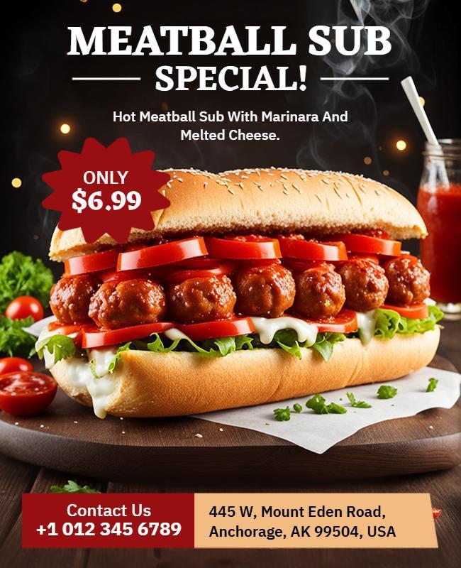 Delicious Meatball Sub Promotion Flyer Template