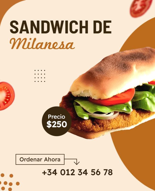 Delicious Milanesa Sandwich Promotion Flyer Template