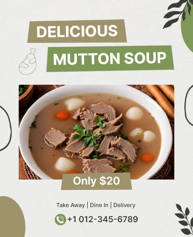 Delicious Mutton Soup Restaurant Promotion Flyer Template