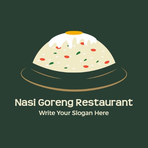 Delicious Nasi Goreng Served in a Pan for Dining Logo Template