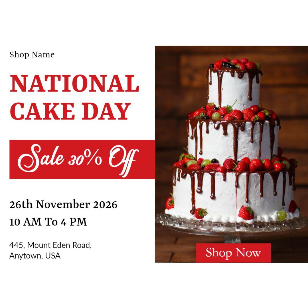 Delicious National Cake Day Celebration with 30% Off Ad Template
