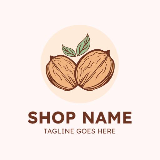 Delicious Natural Walnuts with Soft Pastel Background Logo Template