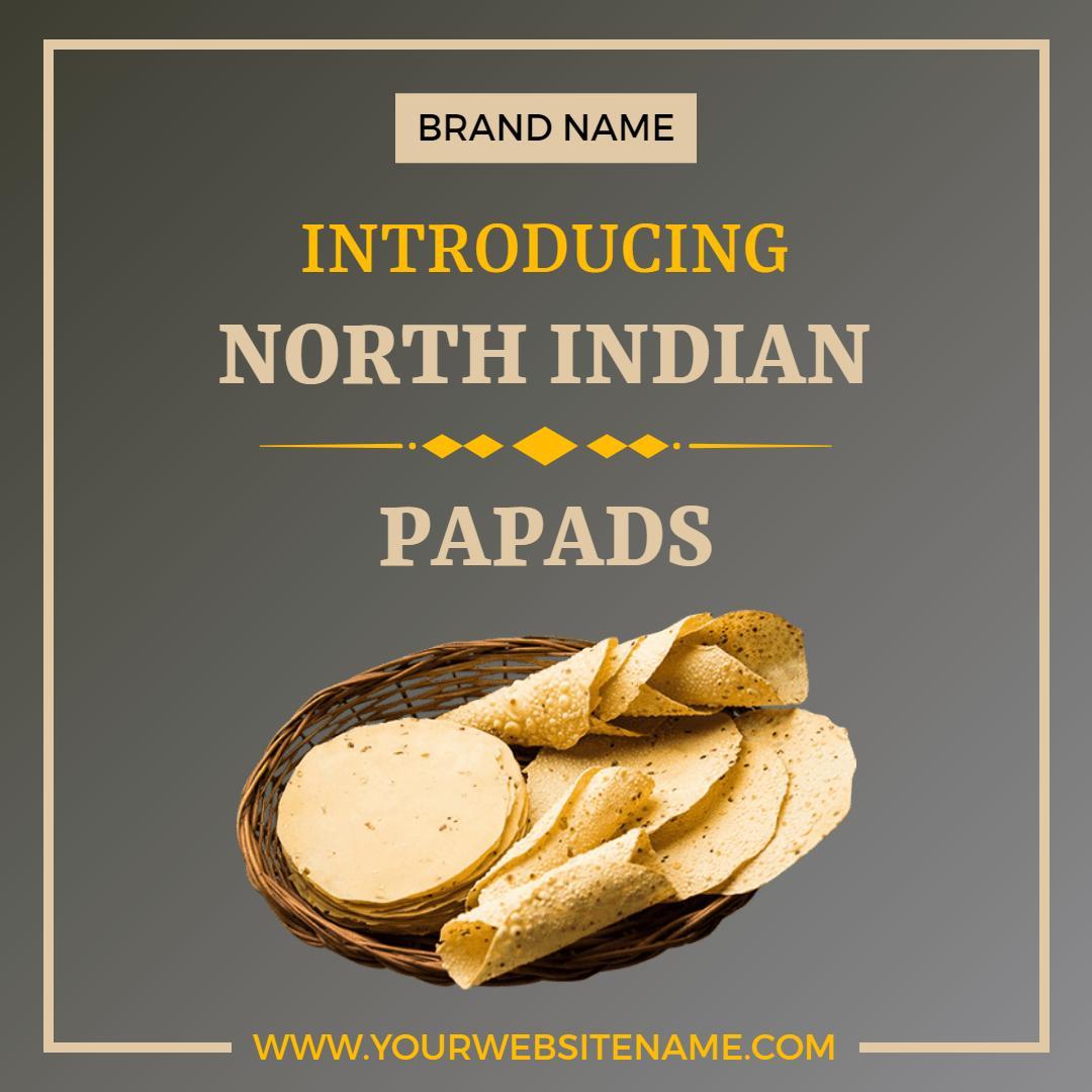 Delicious North Indian Papads Presentation for Food Ad Template