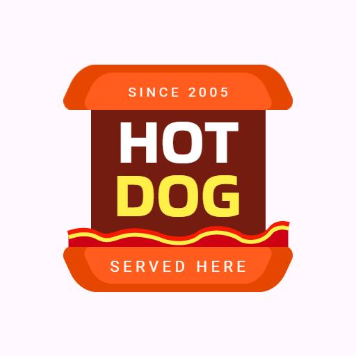 Delicious Orange and Brown Hotdog Restaurant Serving Logo Template