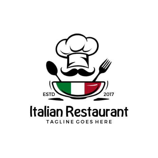 Delicious Pasta and Chef Hat Representing Italian Restaurant Logo Template