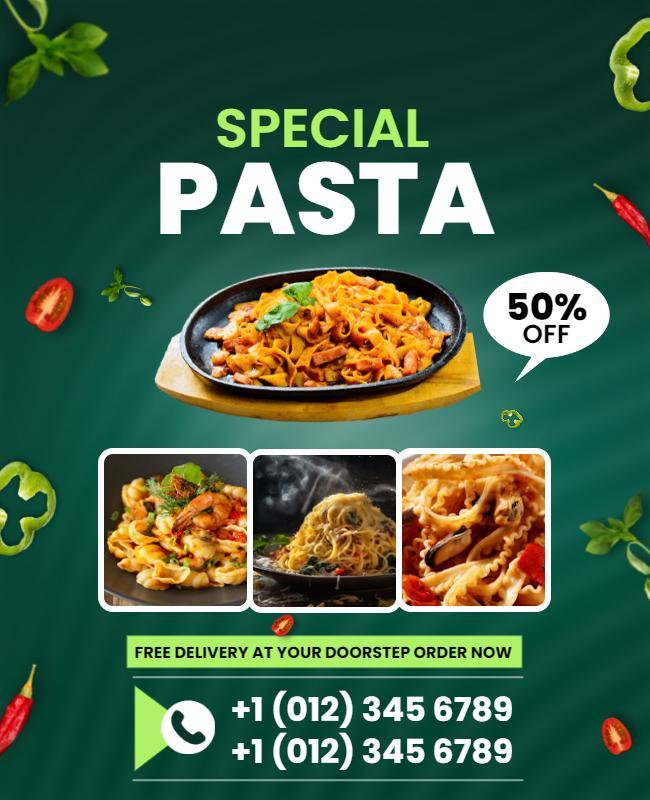 Delicious Pasta Promotion with Delivery Flyer Template